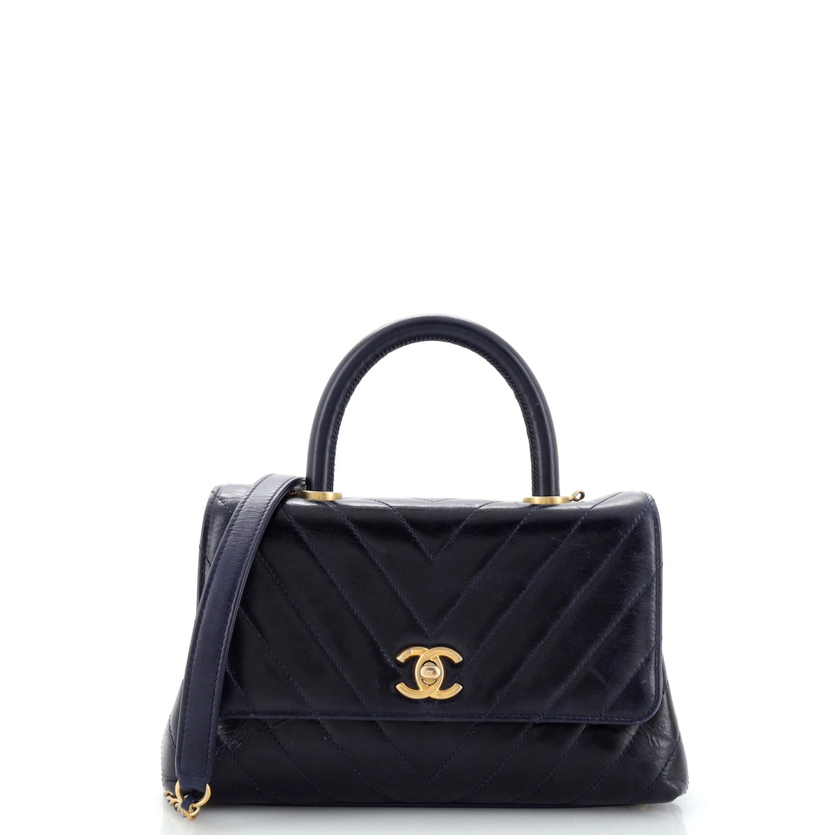 Chanel CHANEL Coco Top Handle Bag Chevron Calfskin Mini