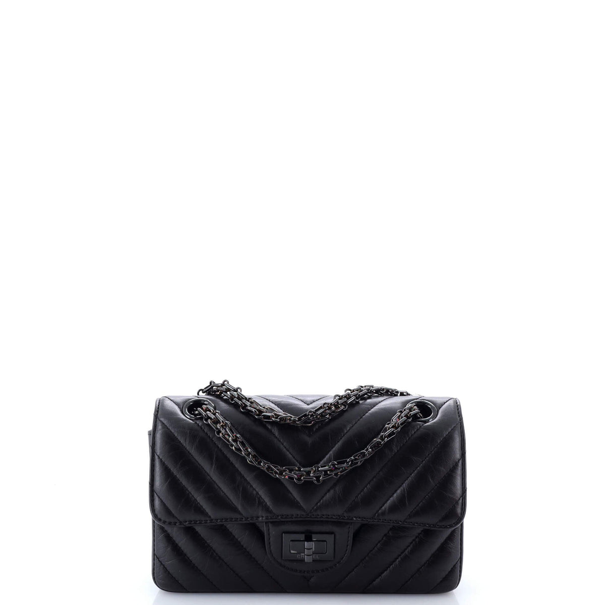 Chanel CHANEL So Black Reissue 2.55 Flap Bag Chevron Aged Calfskin Mini