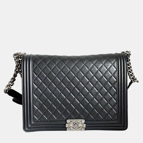 Black Quilted Lambskin Boy Flap Bag