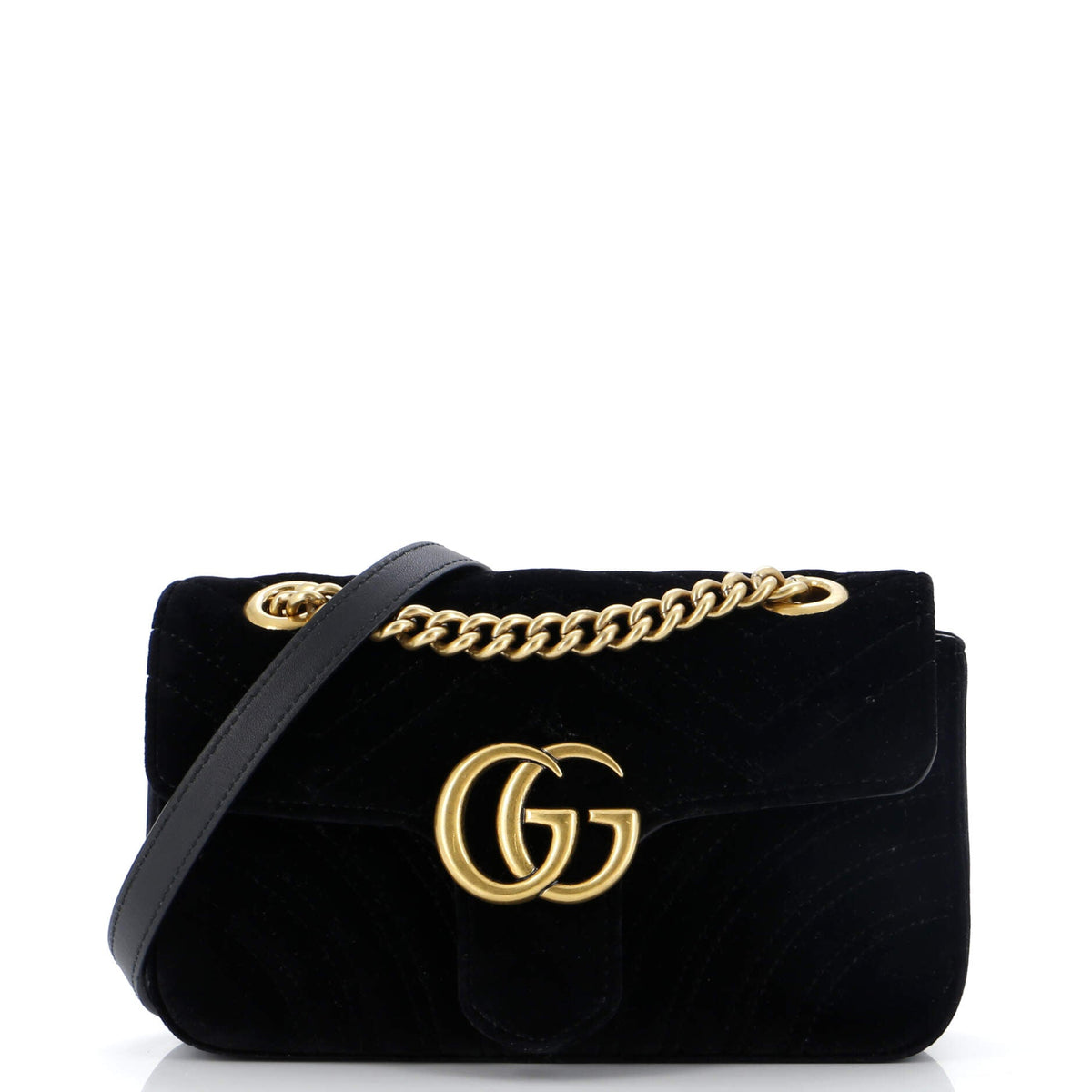 Gucci GUCCI GG Marmont Flap Bag Matelasse Velvet Mini