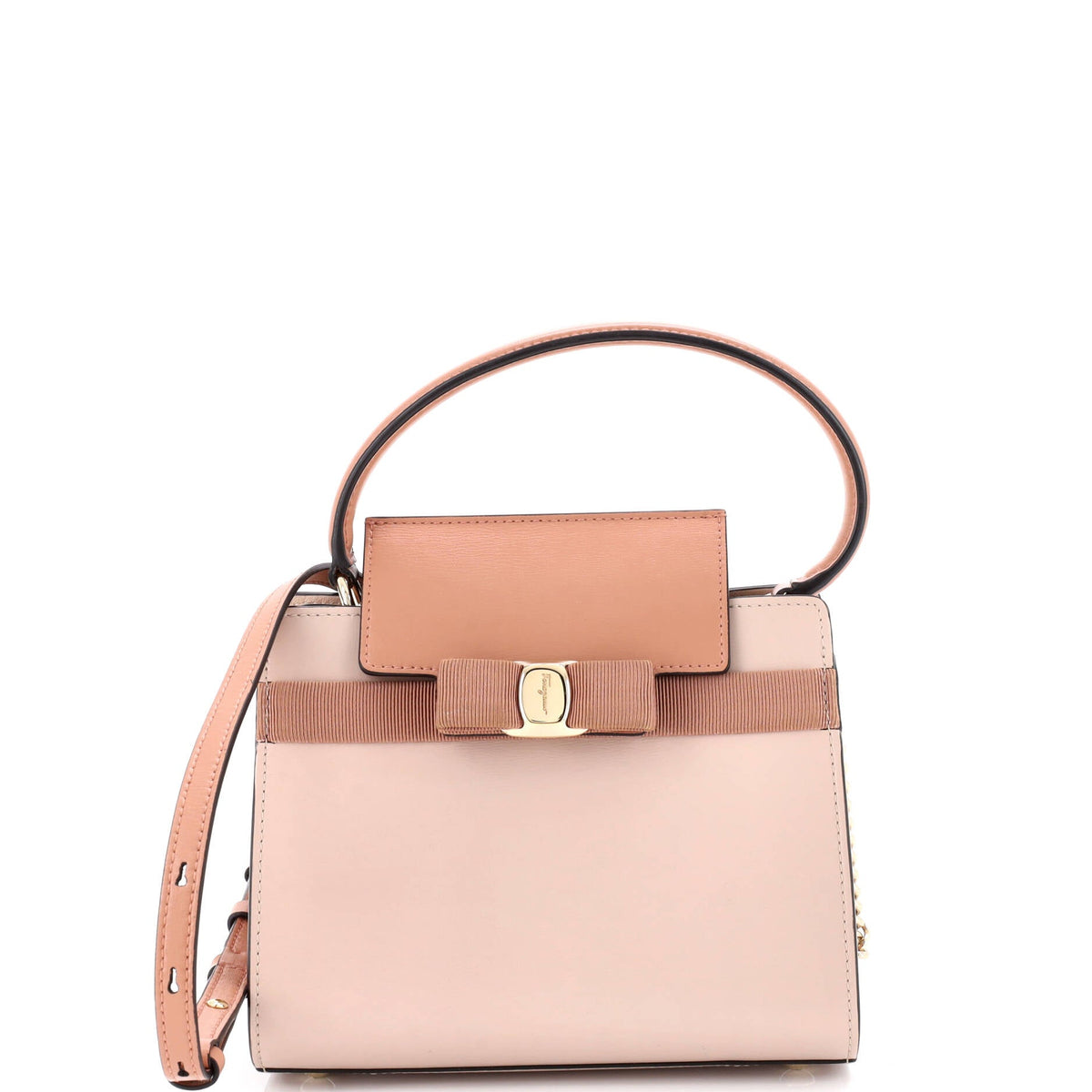Salvatore Ferragamo Vara Top Handle Convertible Tote Leather Small