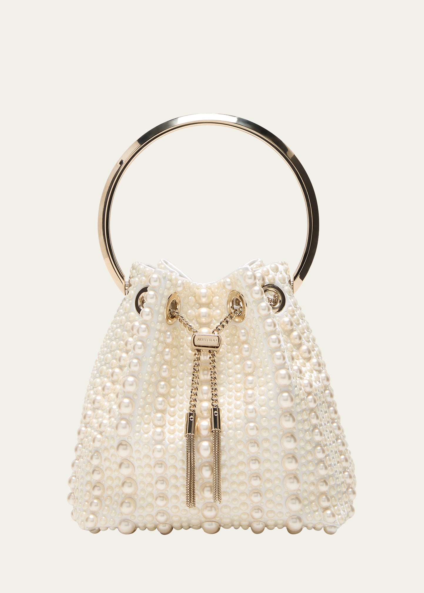 Jimmy Choo Bon Bon Pearly Satin Bucket Bag