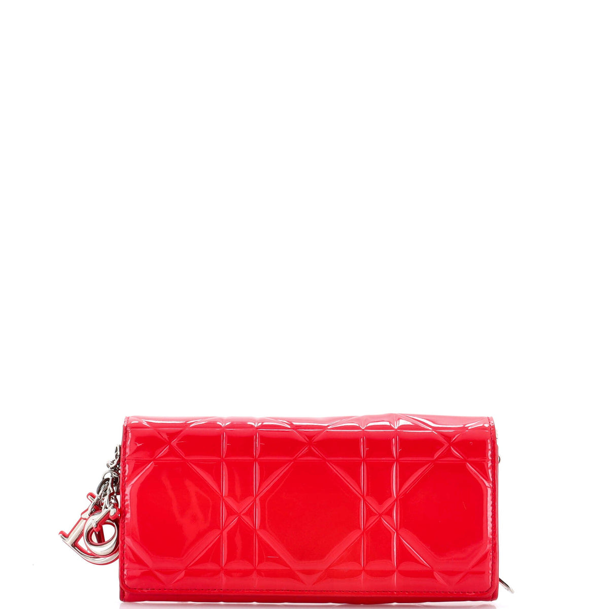 Christian Dior Lady Dior Rendez Vous Short Chain Wallet Cannage Embossed Patent