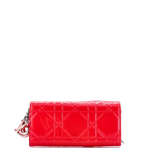 Lady Dior Rendez Vous Short Chain Wallet Cannage Embossed Patent