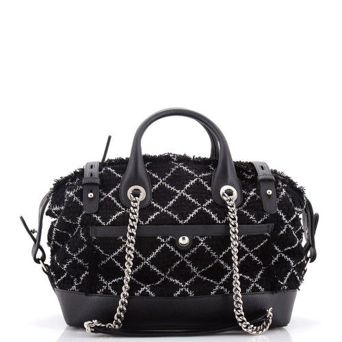 CHANEL Crest Trip Bowling Bag Tweed and Caviar Medium