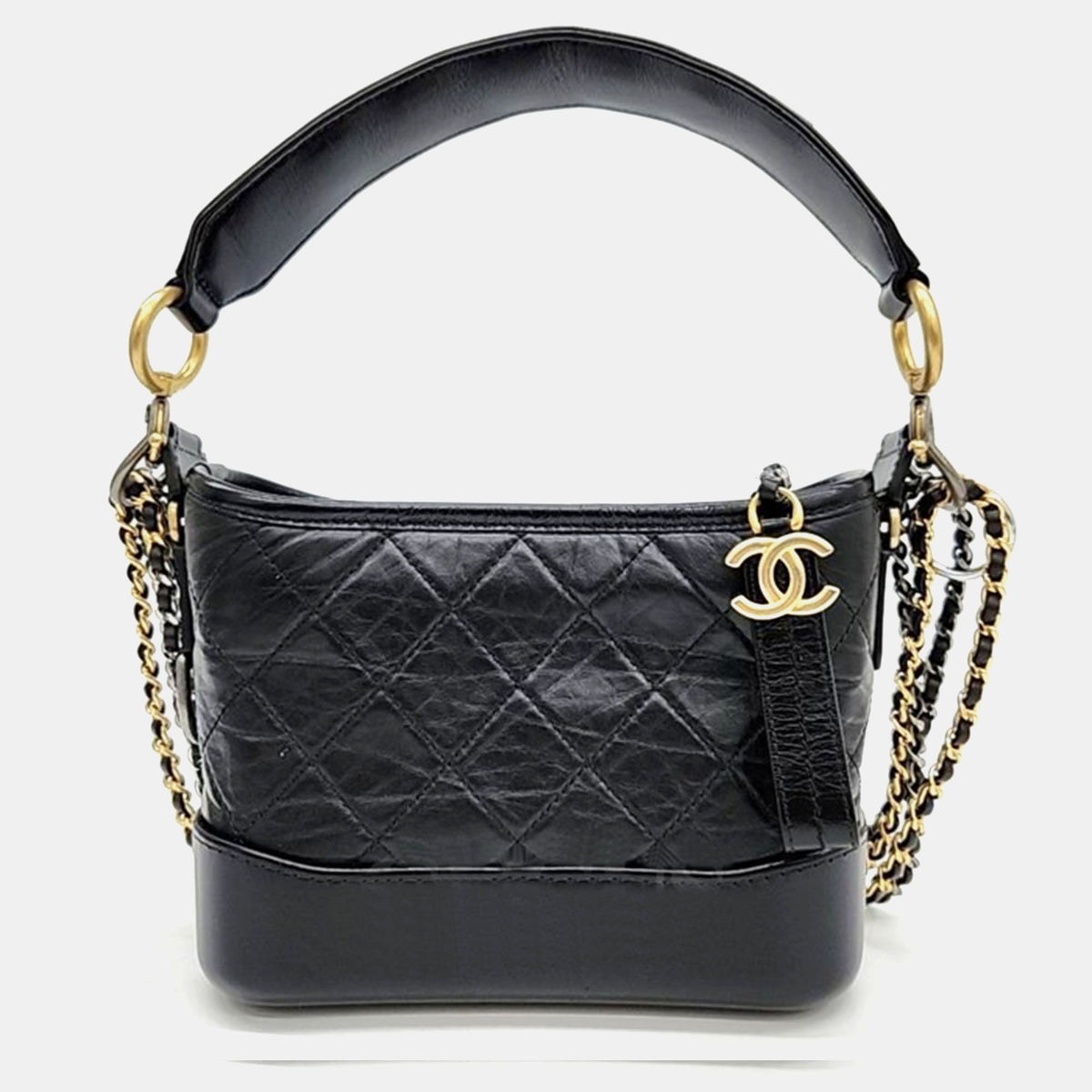 Chanel Black Leather Gabrielle Small Hobo Bag