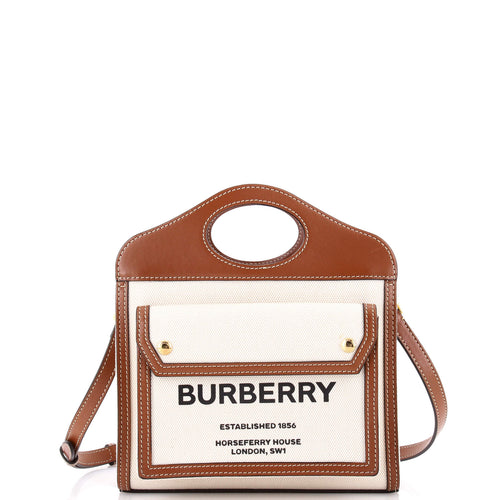 Logo Pocket Tote Canvas with Leather Mini