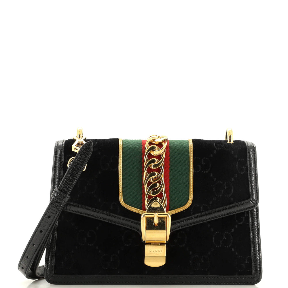 GUCCI Sylvie Shoulder Bag GG Velvet Small