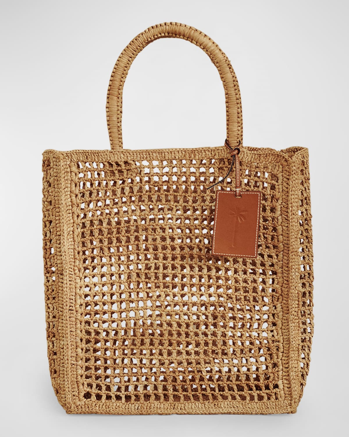 Manebi Net North-South Raffia Top-Handle Bag