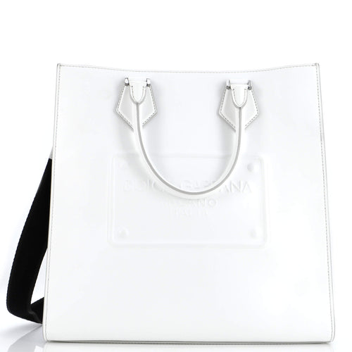 Logo Convertible Open Tote Embossed Leather Large