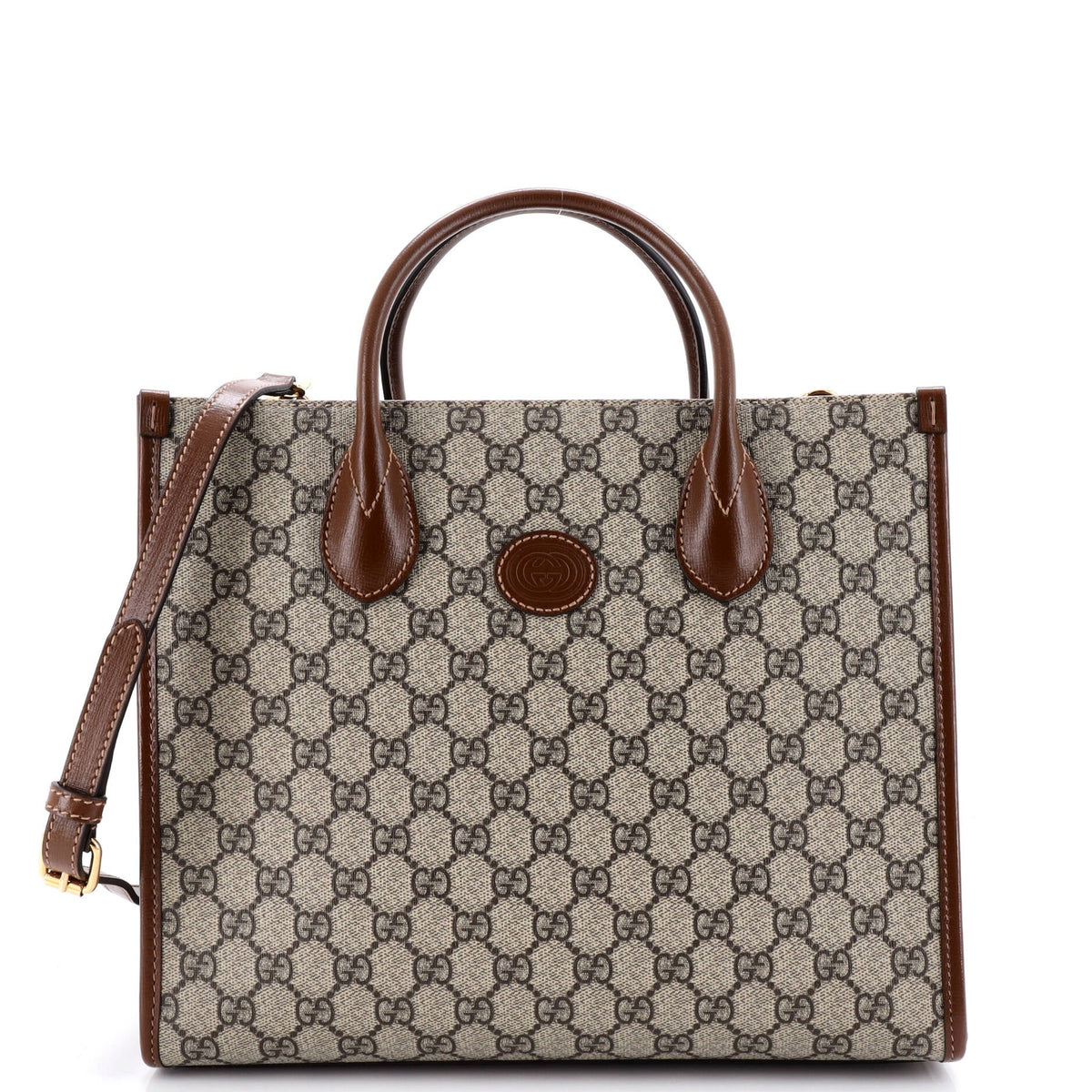 Gucci GUCCI Structured Top Handle Open Tote GG Coated Canvas Small
