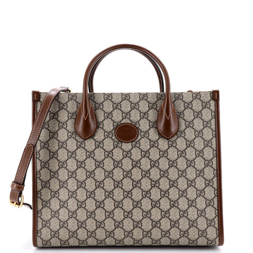 GUCCI Structured Top Handle Open Tote GG Coated Canvas Small
