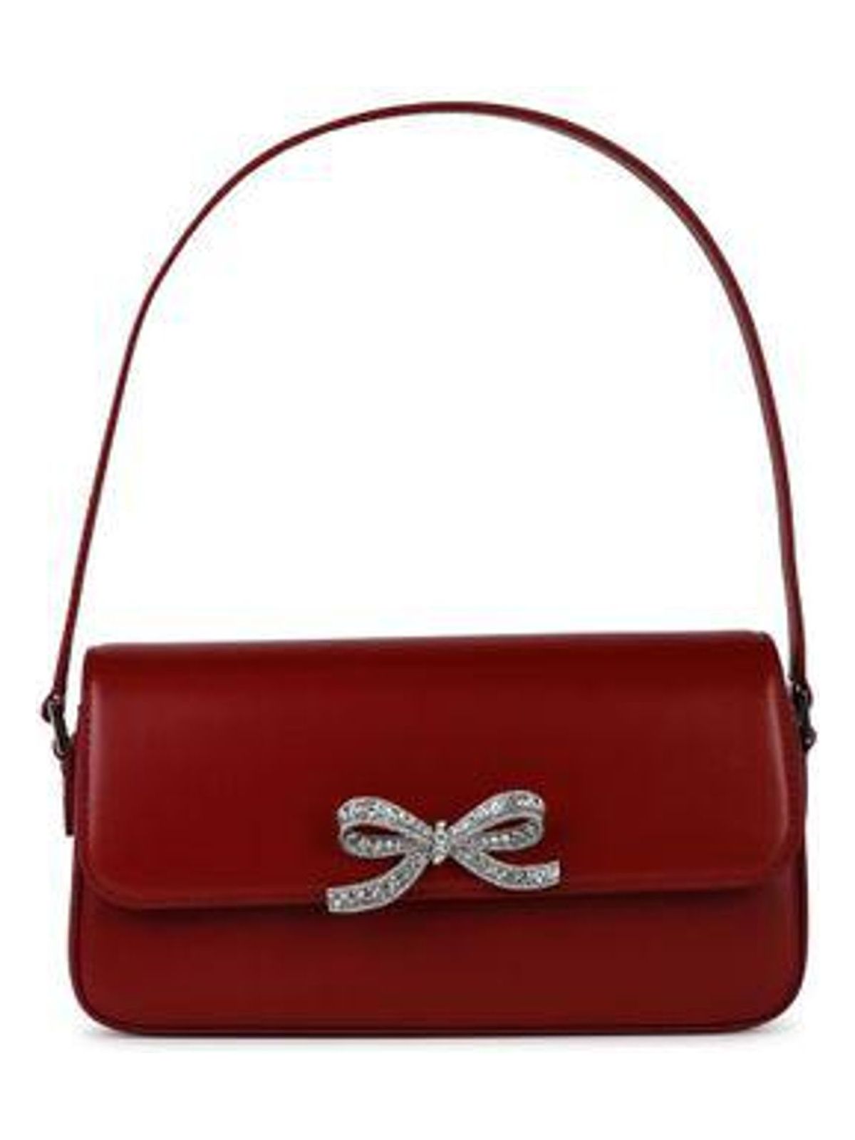 Self-Portrait Women's Leather Baguette Bag in Bordeaux | PF24309R