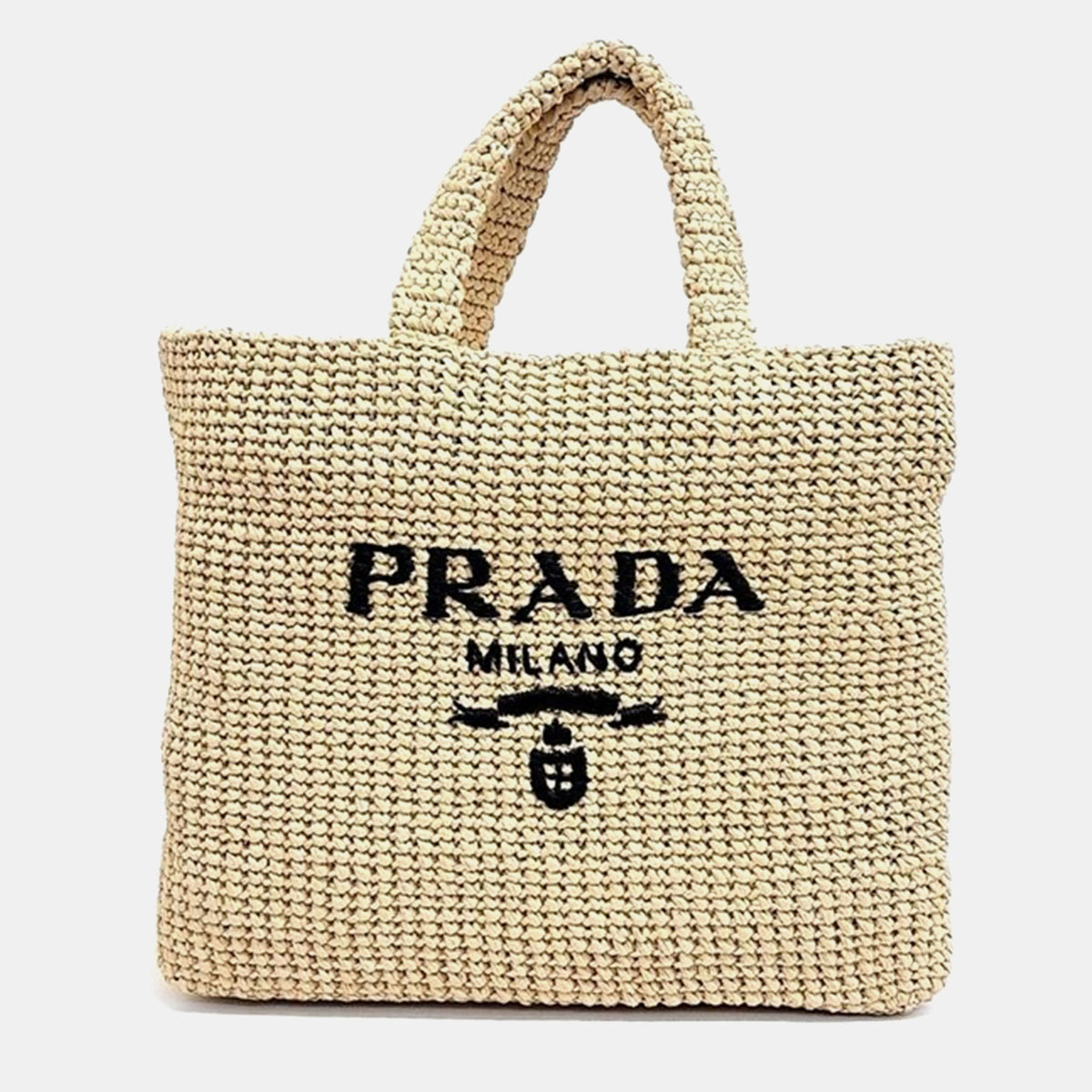 Prada Beige Crochet Tote Bag