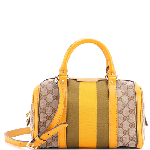 GUCCI Vintage Web Boston Bag GG Canvas Small