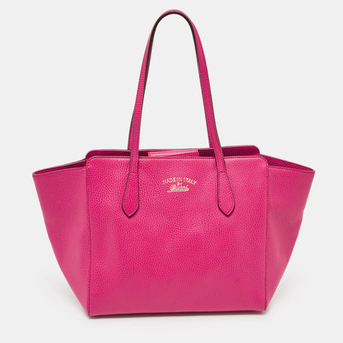 Fuchsia Leather Small Swing Tote