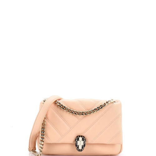 BVLGARI Serpenti Cabochon Shoulder Bag Diagonal Quilted Leather Small