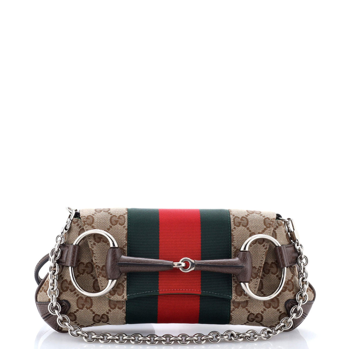 Gucci GUCCI Horsebit NM Web Chain Clutch GG Canvas Small