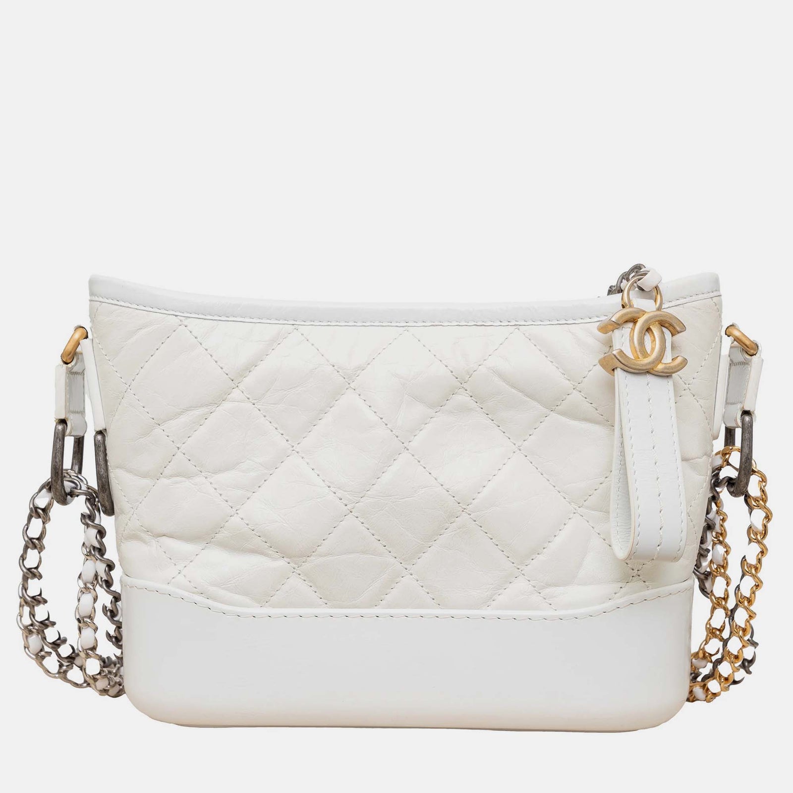 Chanel Quilted Leather Gabrielle Hobo Bag - '10s White Leather