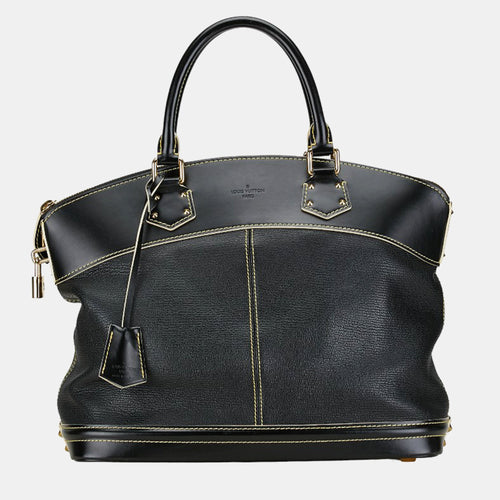 Black Leather Lockit MM Top Handle Bag