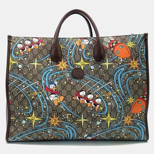 Multicolor GG Canvas Donald Duck Tote Bag