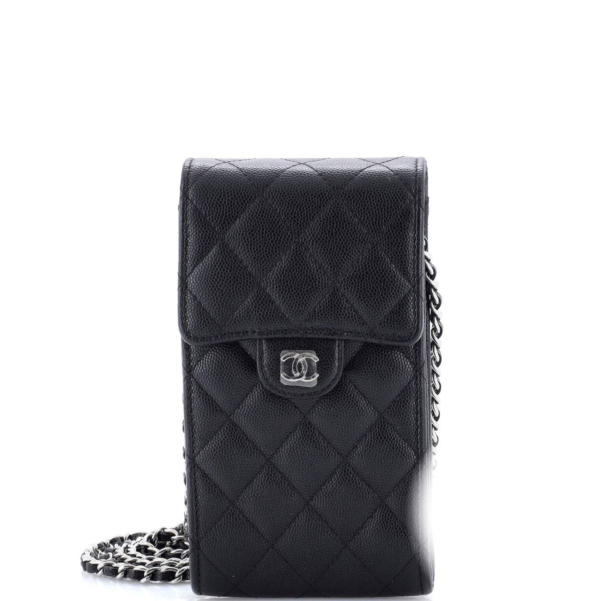 Chanel CHANEL Classic Flap Phone Holder Crossbody Bag Quilted Caviar