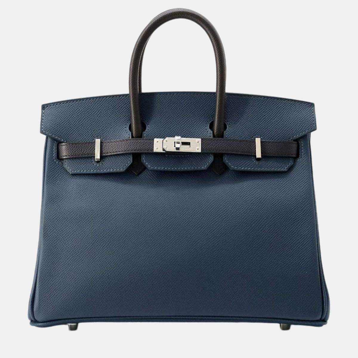 Hermès Blue de Prusse/Blue Indigo/Black Epsom Birkin 25 Tote Bag