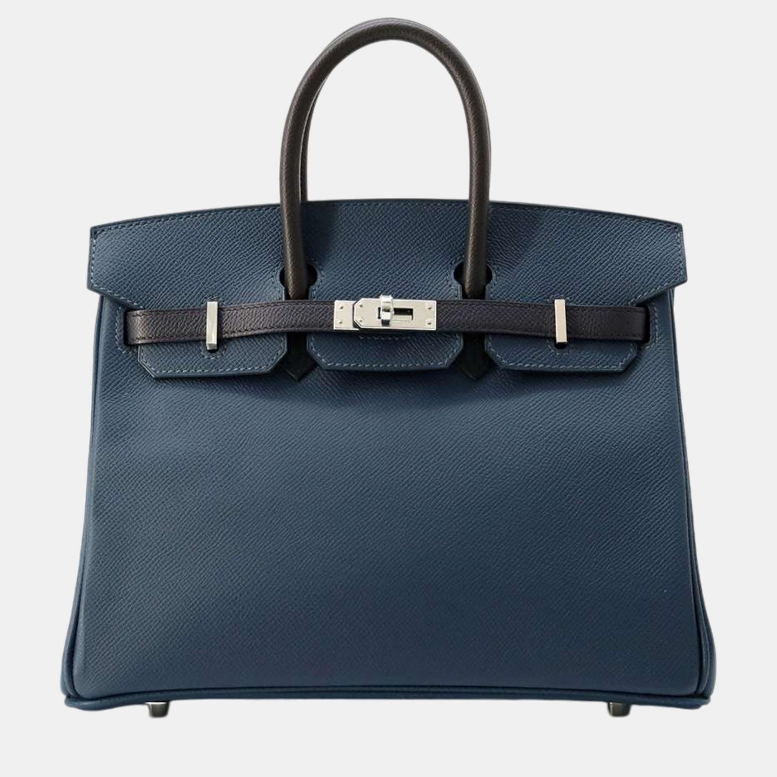 Herm?s Blue de Prusse/Blue Indigo/Black Epsom Birkin 25 Tragetasche