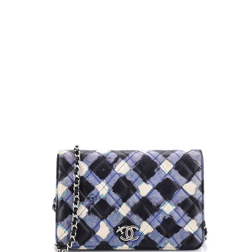 CHANEL Airlines Wallet on Chain Quilted Printed Leather