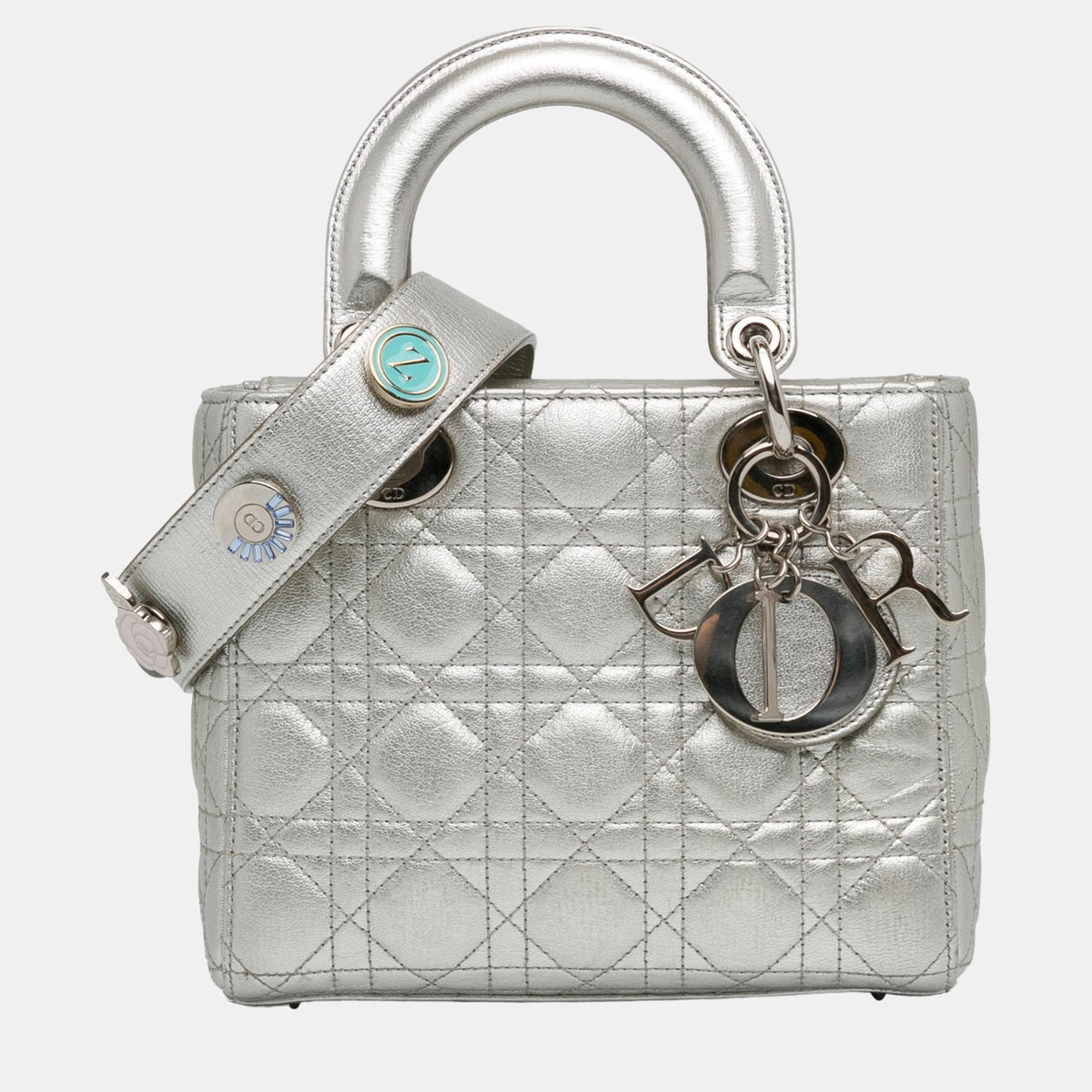 Dior Silver Small Lambskin Cannage My Lady Lucky Badges