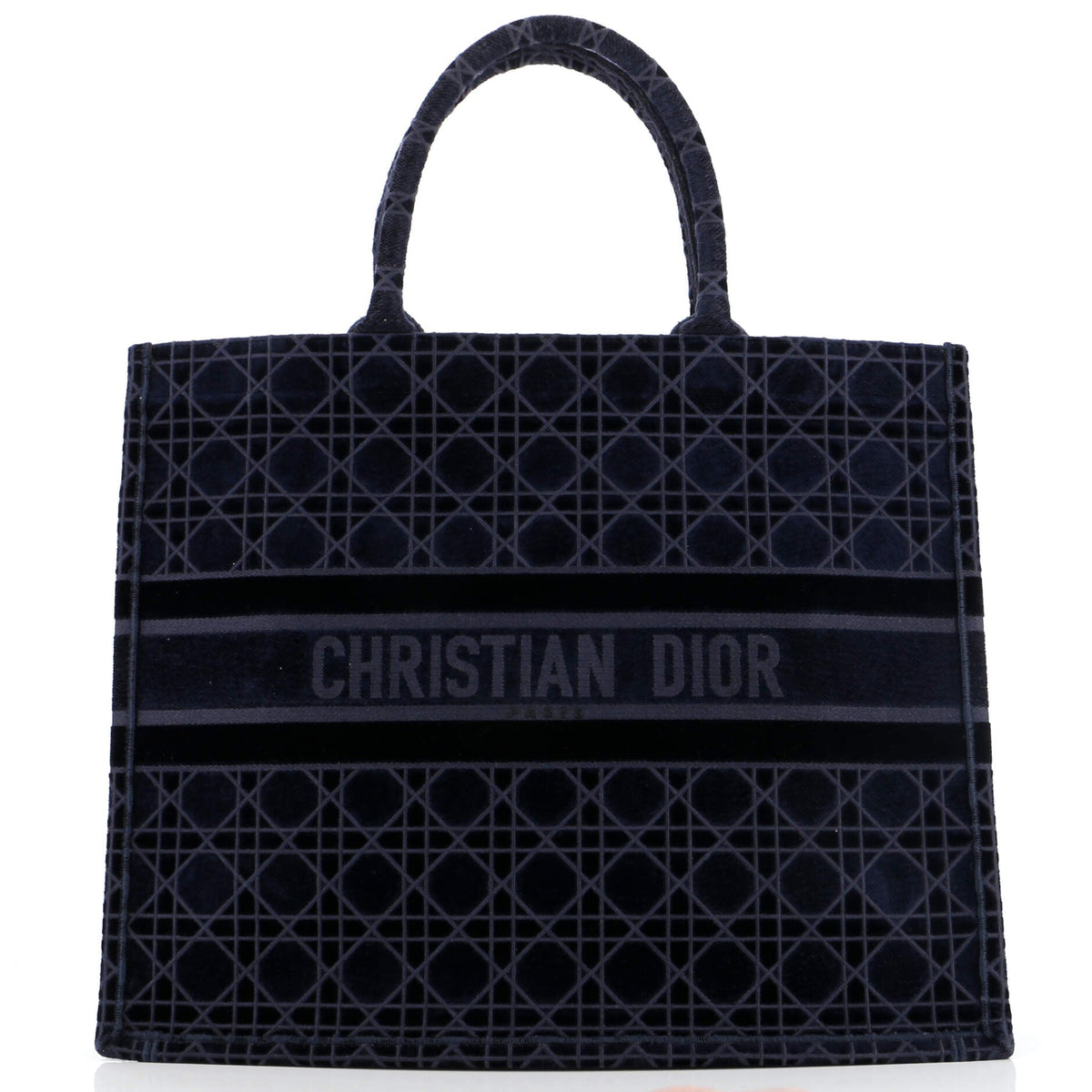 Christian Dior Book Tote Cannage Embroidered Velvet Large