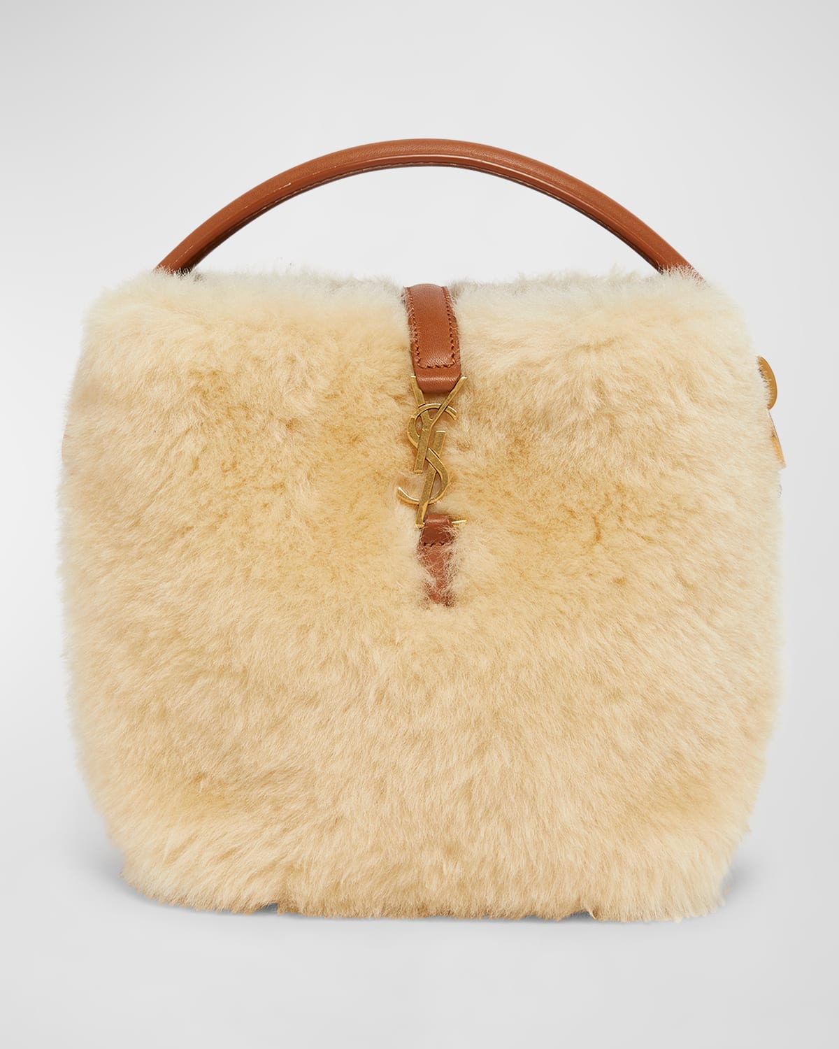 Saint Laurent Le 37 Mini YSL Bucket Bag in Lamb Shearling Fur