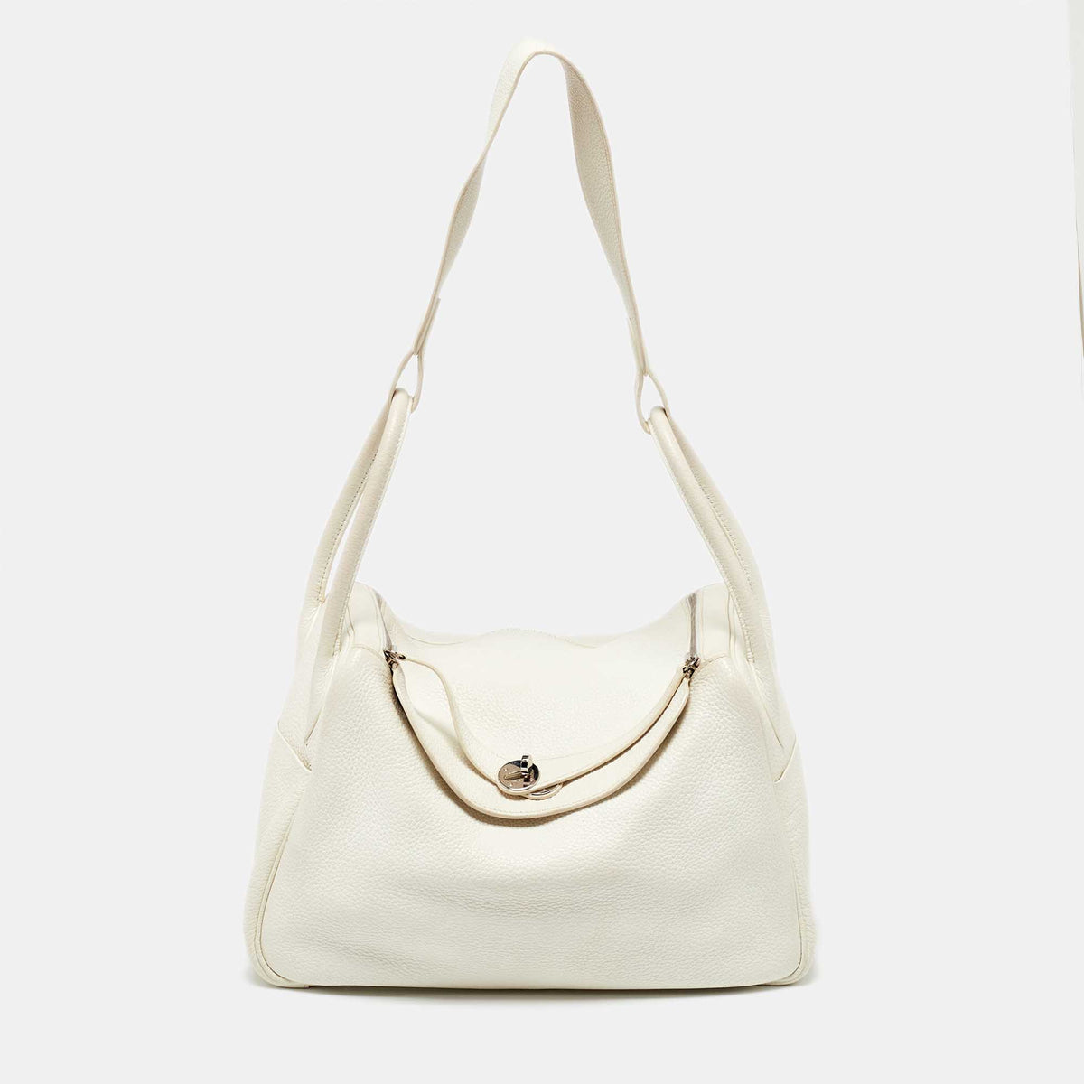 Hermès Hermès White Taurillion Togo Leather Palladium Finish Lindy 34 Bag
