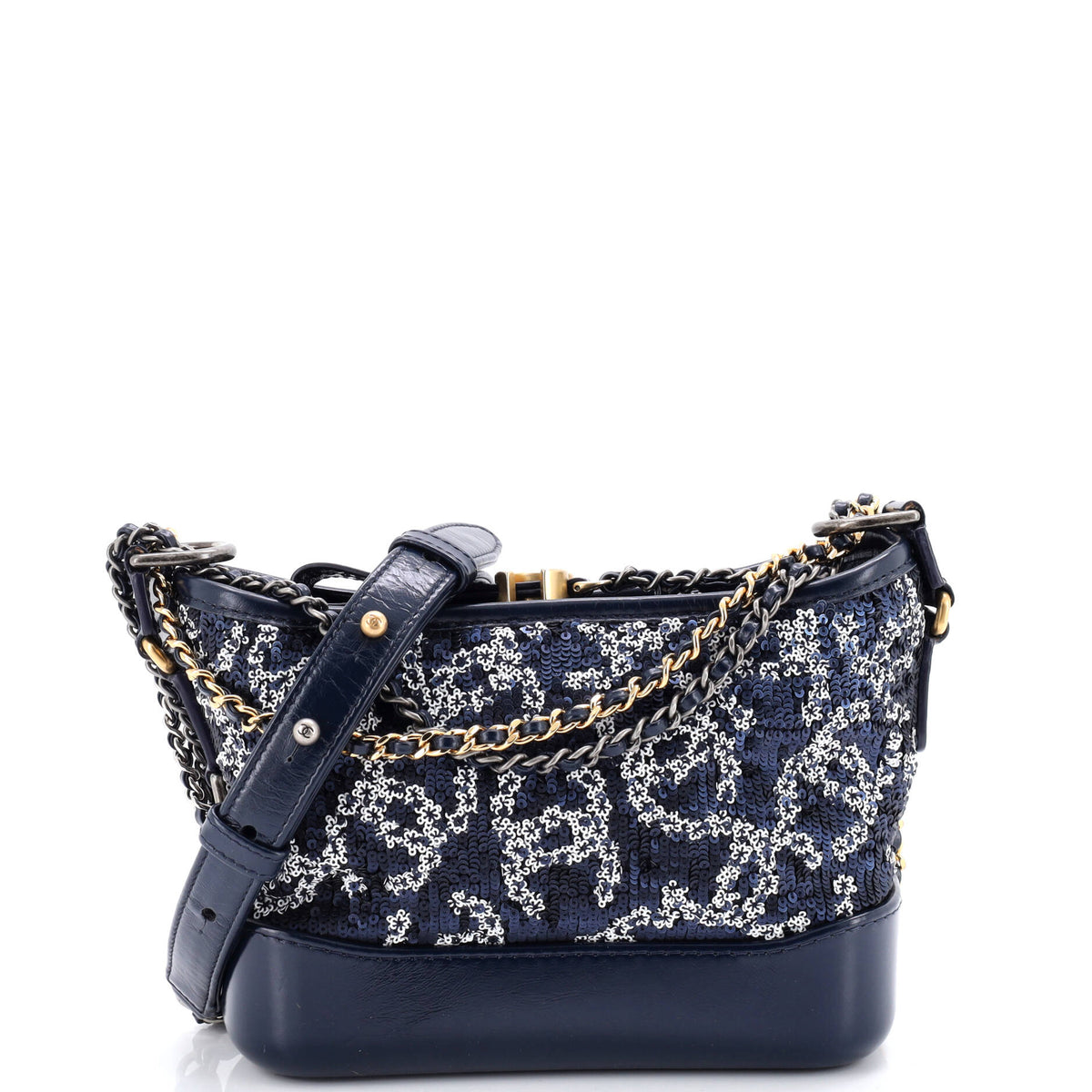 Chanel CHANEL Gabrielle Hobo Logo Motif Sequins Small