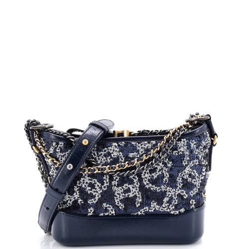 CHANEL Gabrielle Hobo Logo Motif Sequins Small