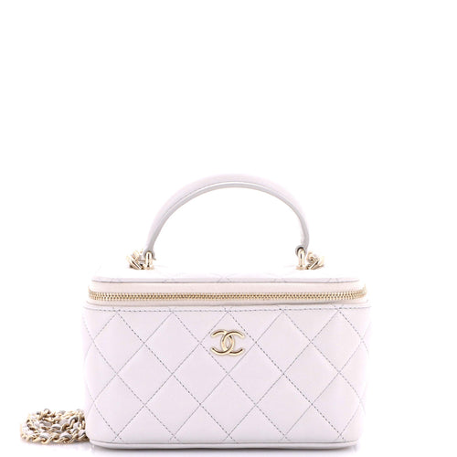 CHANEL Classic Top Handle Vanity Case with Chain Quilted Lambskin Small