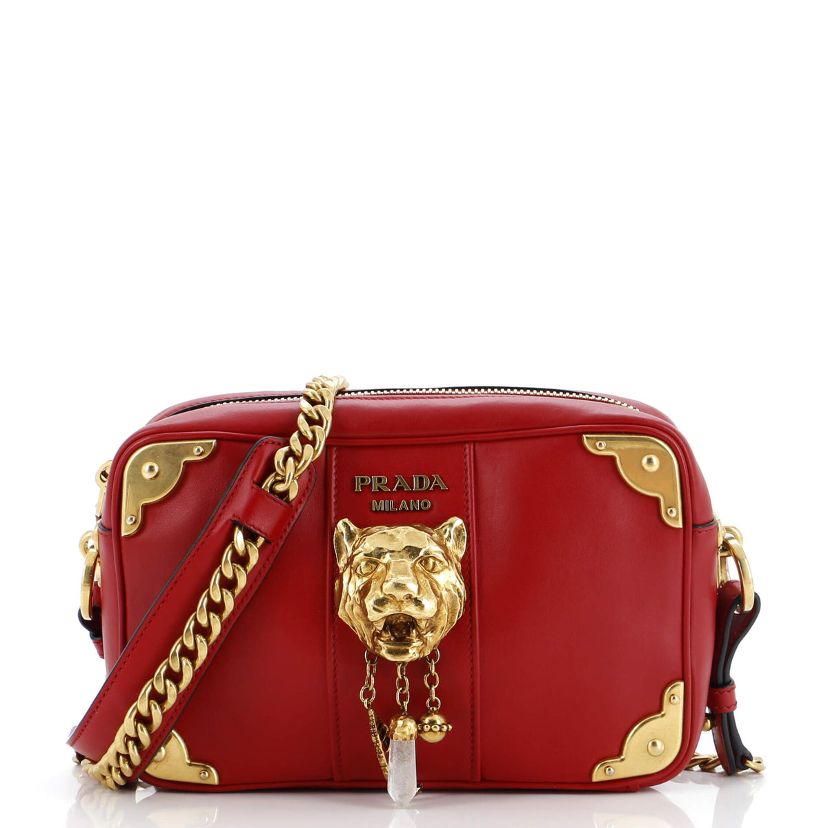 Prada PRADA Tiger Head Crossbody Bag Leather