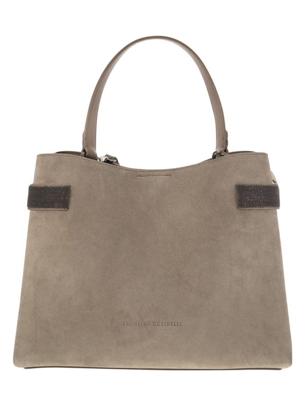 Brunello Cucinelli Women's Suede Bag With Precious Bands in Beige | MBDLD2503