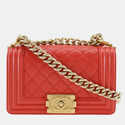 Red Leather Small Boy Shoulder Bag
