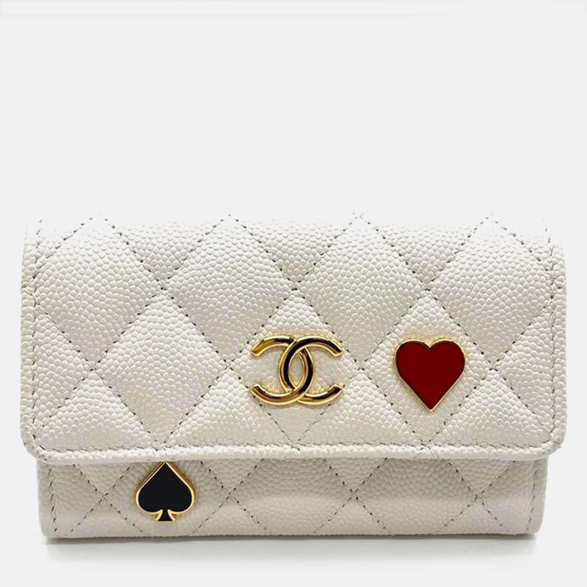 Chanel White Caviar Leather Casino Card Case