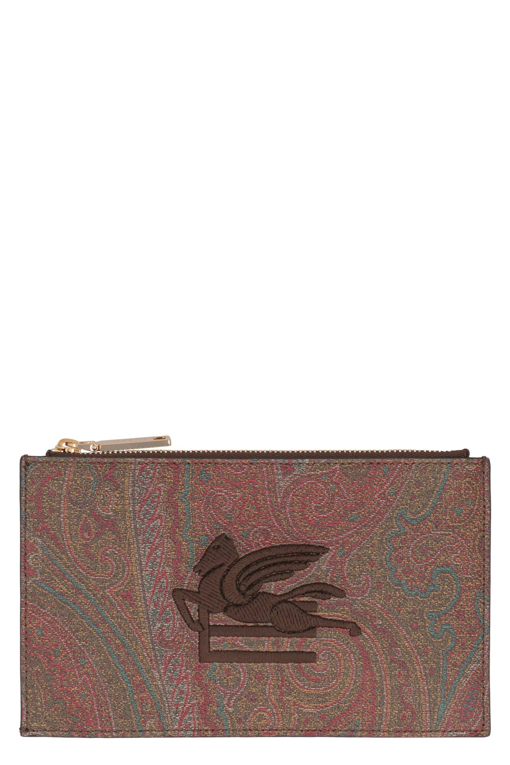 Women's Logo Print Flat Pouch in Brown | WP2C0012AA001 Color M0019