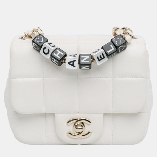 White Mini Lambskin Monacoco Flap