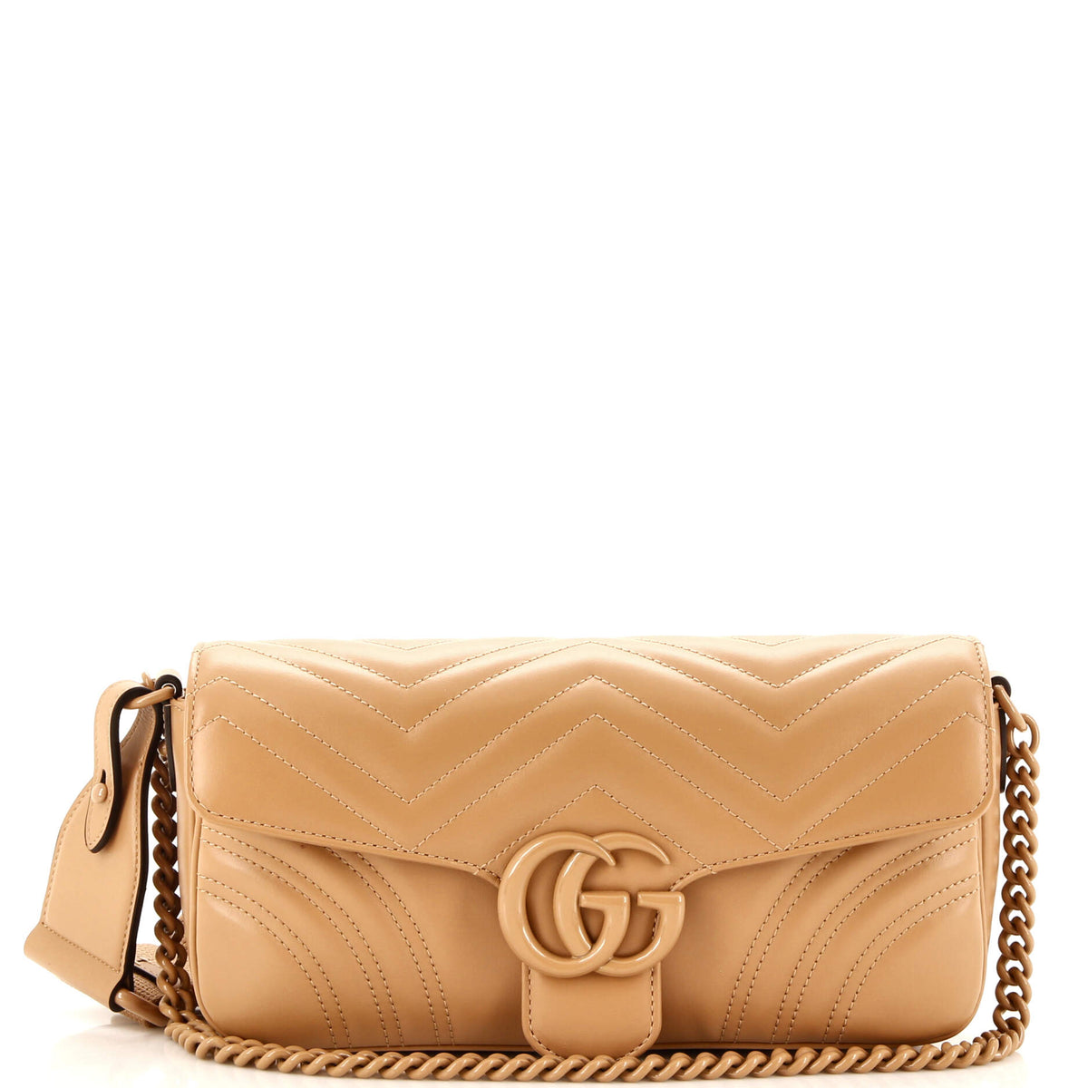 Gucci GUCCI GG Marmont Monochrome Flap Bag Matelasse Leather Medium