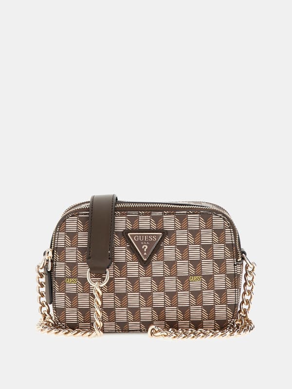 Guess G Wave Geometric-Print Mini Crossbody