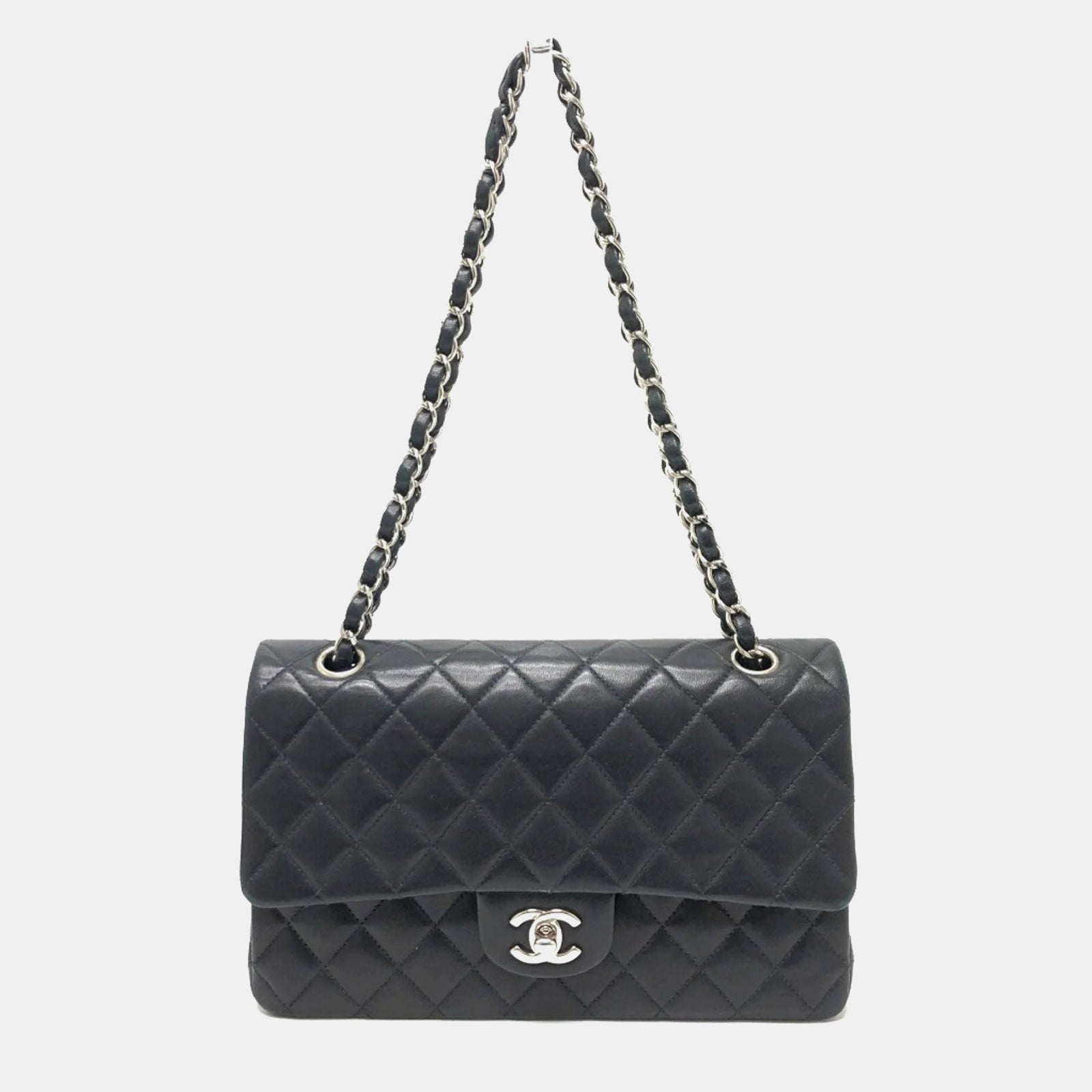 Chanel Sacs à bandoulière classiques à double rabat de taille moyenne en cuir noir