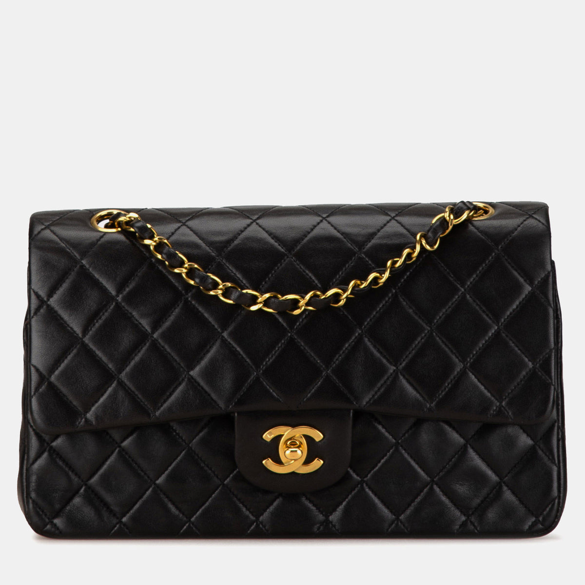 Chanel Black Lambskin Leather Medium Classic Double Flap Bag