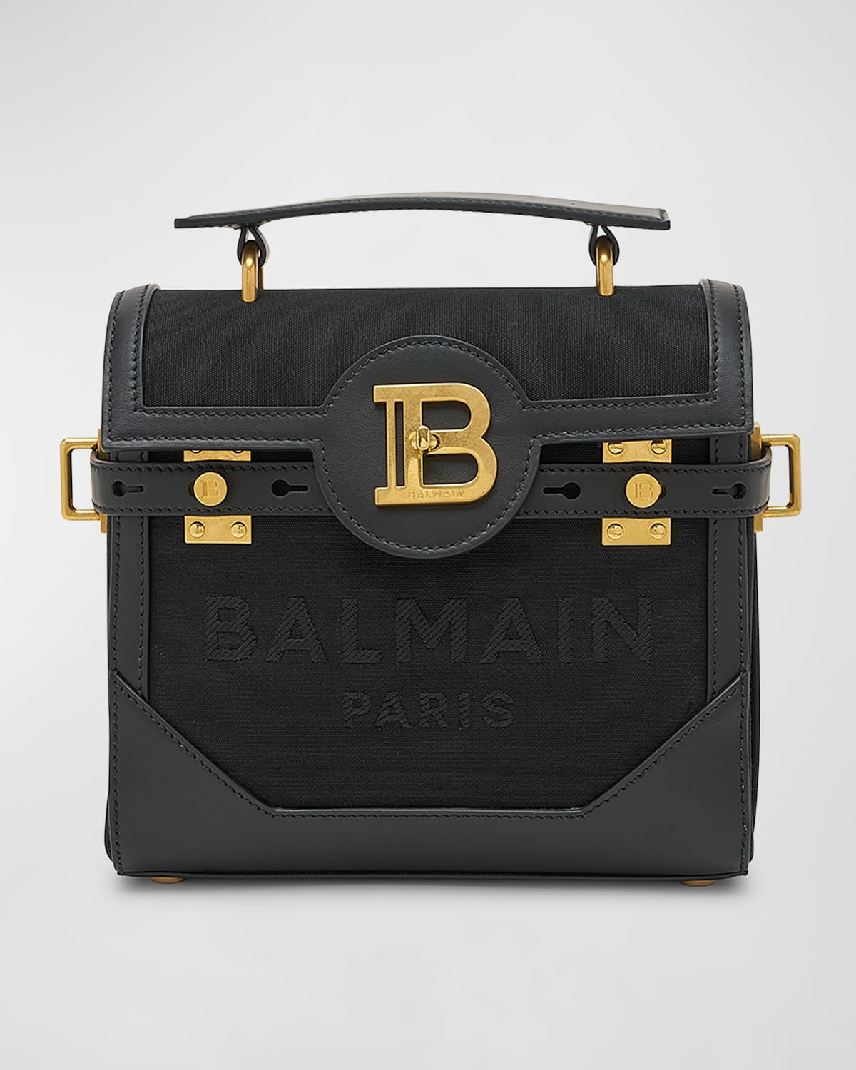 Balmain BBuzz 23 Top-Handle Bag in Canvas and Leather