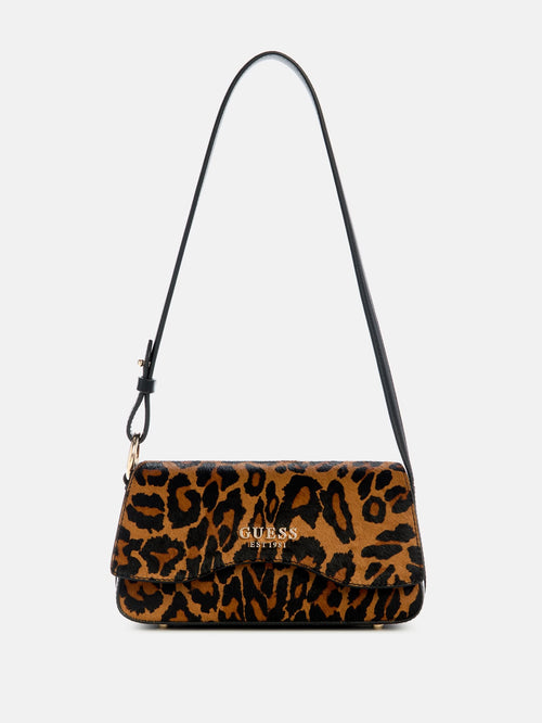 Domitilla Leopard Fold-over Flap Shoulder Bag