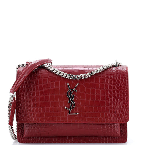 Sunset Crossbody Bag Crocodile Embossed Leather Medium