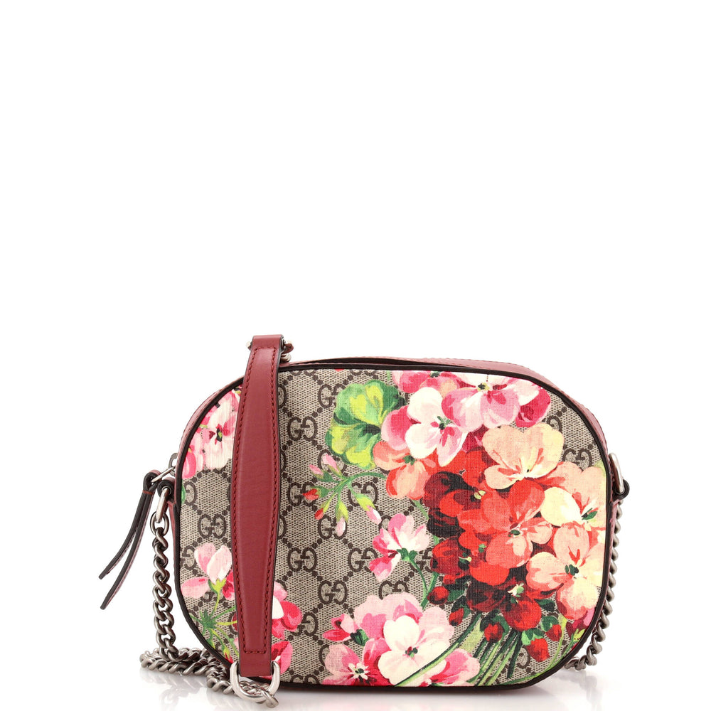 GUCCI Chain Crossbody Bag Blooms Print GG Coated Canvas Mini